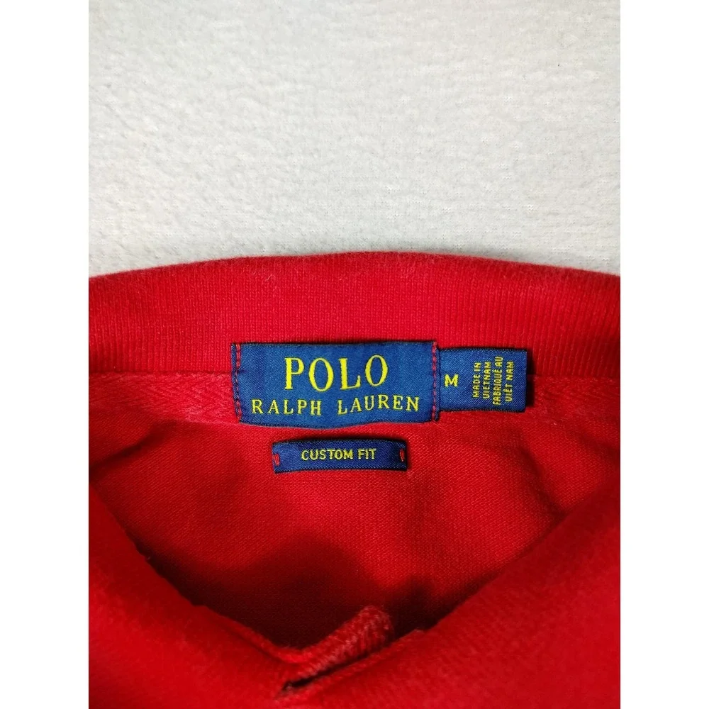 Polo Ralph Lauren Polo Shirt Mens Medium Red Big Pony Cotton Custom Fit‎ Preppy